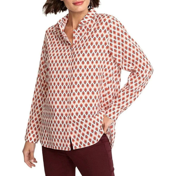 Olsen Alpine Lodge Geo-Print Shirt Womens M  10 - Picture 1 of 6